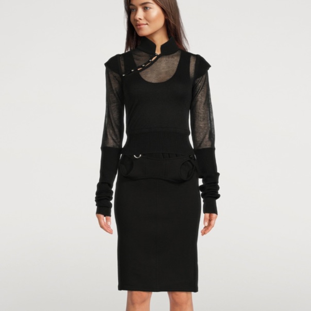 PRIVACY POLICY I NWT XS Black Harness Pencil Skirt in French Terry